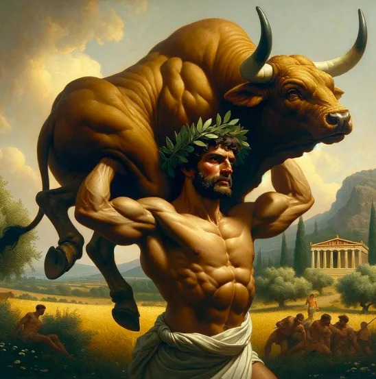 Milo carrying the bull